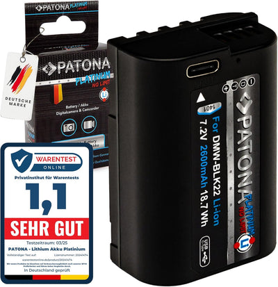 PATONA Platinum DMW BLK22 E USB Akku (2600mAh) mit direktem USB-C Eingang (1401) Lumix DC-S5 DC-S5D