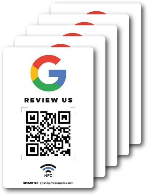 Wiederverwendbare Rezensions-Aufkleber für Google-Rezensionen, 5-Aufkleber-Packung, QR & Tap NFC-Auf