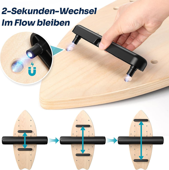 Sportneer Surfin Balance Board Erwachsene 8-in-1 – Gleichgewichtstrainer mit Rolle, Gummiball &amp; Halb