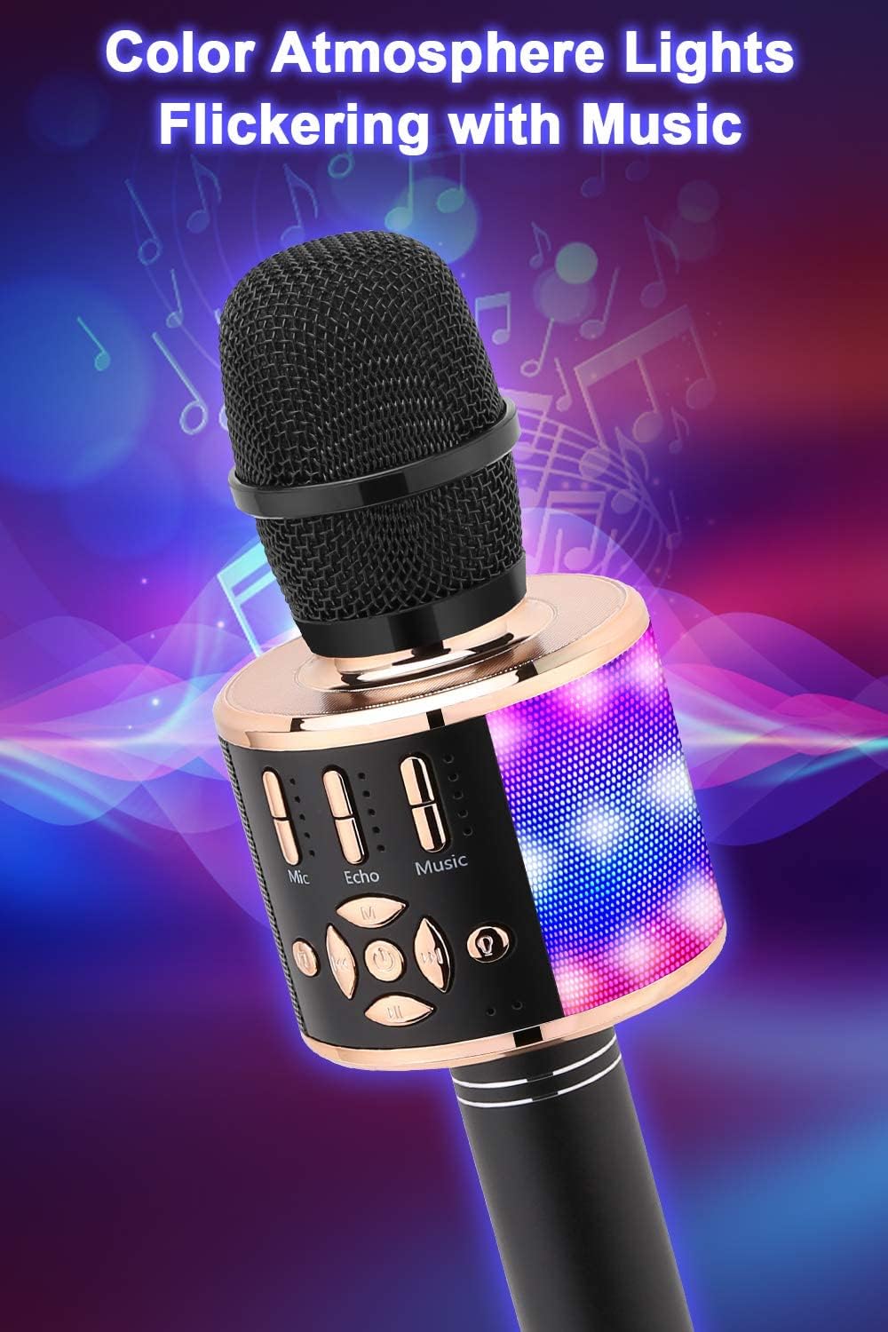 BONAOK Mikrofon für Kinder Drahtlos, Magic Sound Karaoke-Mikrofon, 4 in 1 Bluetooth Karaoke Maschine