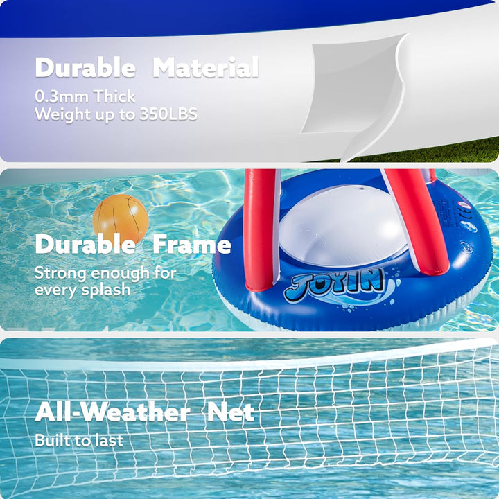 JOYIN Aufblasbare Pool Float Set, Volleyballnetz & Basketballkörbe & Bälle für Kinder und Erwachsene