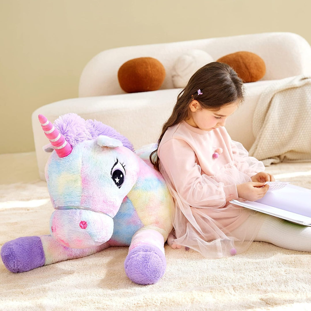 IKASA Gross Einhorn Stofftier Riesen Kuscheltier,110cm Gross Plüschtier Riesige Flauschige Weich Jum