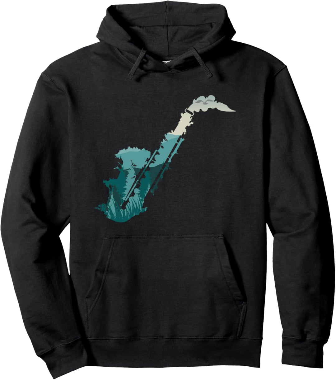 Landschaft Saxophon Instrument Geschenk Für Saxophonisten Pullover Hoodie