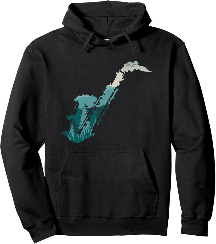 Landschaft Saxophon Instrument Geschenk Für Saxophonisten Pullover Hoodie