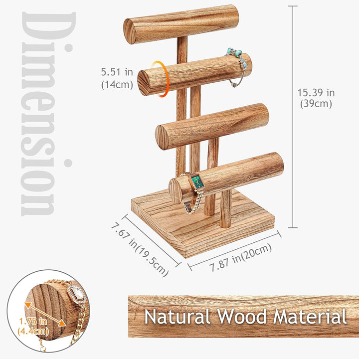ProCase 4 Etagen T-Form Armbandhalter aus Holz, Abnehmbare Armband Halterung Schmuckhalter Armbänder