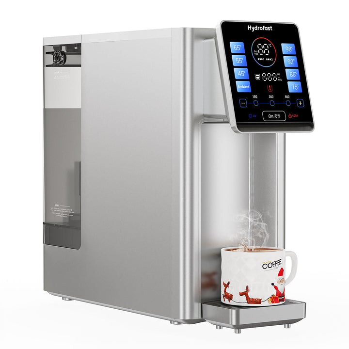 W100 UV Auftisch Umkehrosmoseanlage Wasserfilter, Heisswasserspender, Remineralisierung und pH-Gleic