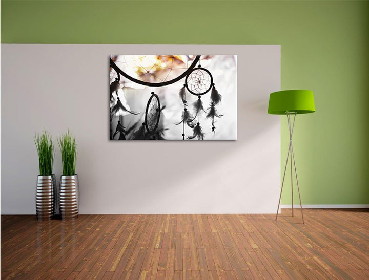 Pixxprint Traumfänger bei Sonnenuntergang als Leinwandbild/Grösse: 100x70 cm/Wandbild/Kunstdruck/fer