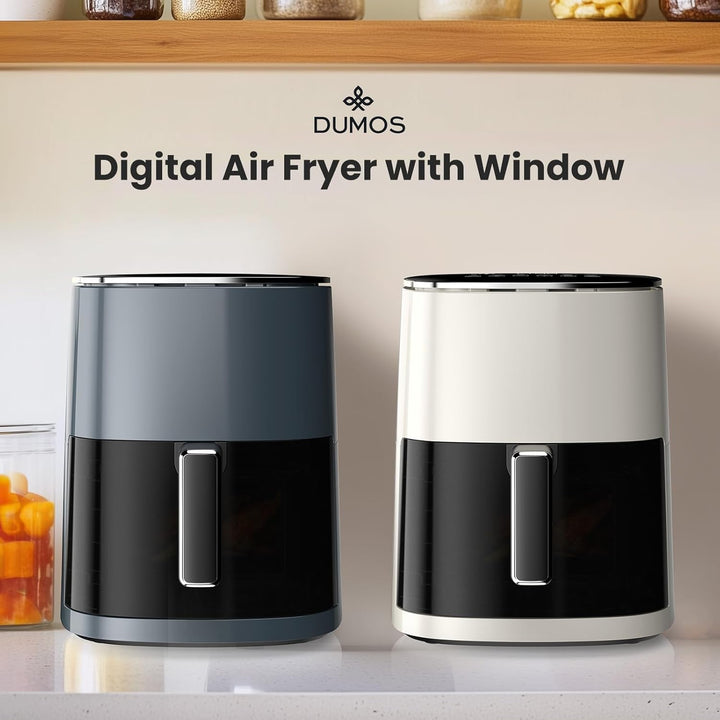 DUMOS Air Fryer 6QT with Window Square Airfryer Oven 12-in-1 for Family 400°F Rapid Air Crispy Techn