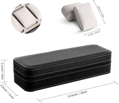 OSVINO Uhrenbox 6 Uhren Herren Schwarz Uhrenkasten Uhrenkissen aus Samt, Reise Schmuckkästchen Uhren