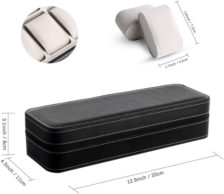 OSVINO Uhrenbox 6 Uhren Herren Schwarz Uhrenkasten Uhrenkissen aus Samt, Reise Schmuckkästchen Uhren