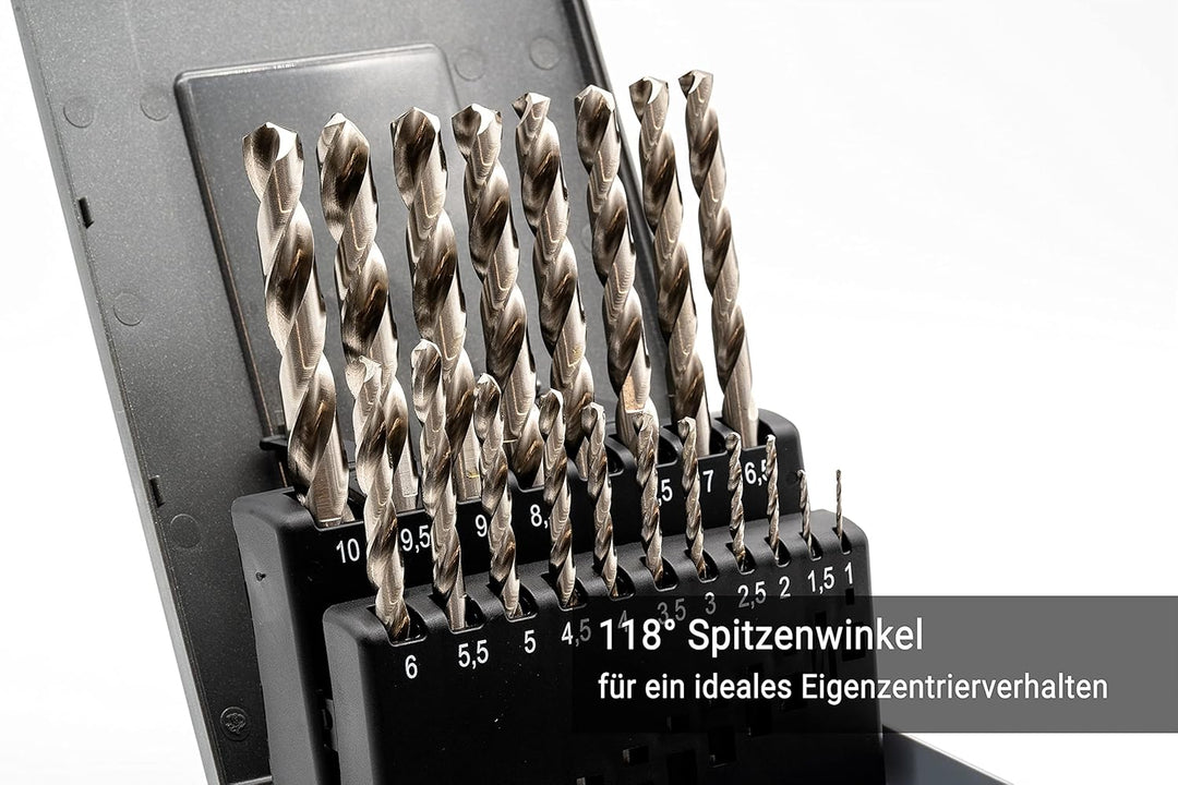 BaerCoil BAER HSSG Spiralbohrer Set (0,5mm steigend) 1-10 mm - DIN 338 - Spiralbohrersatz - Bohrer f