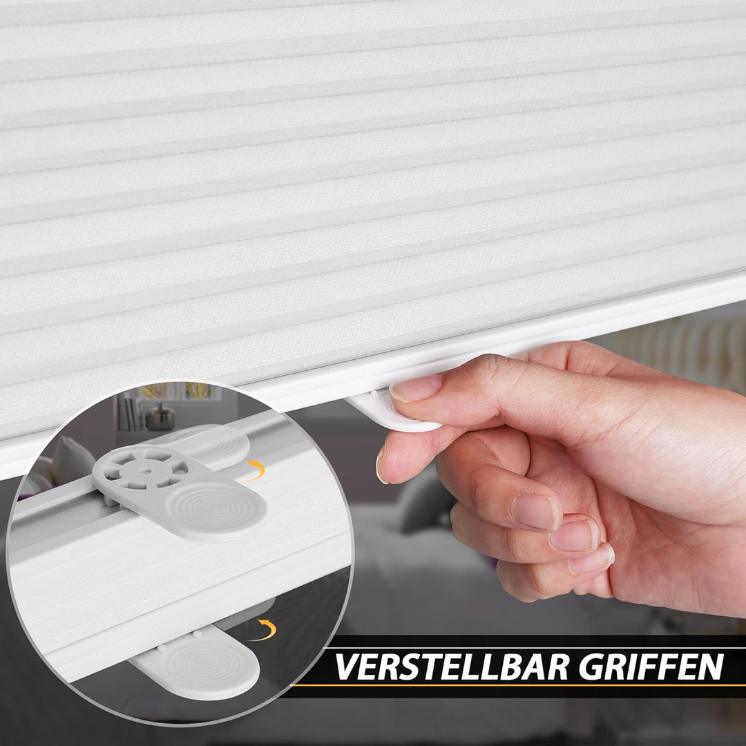 Allesin Wabenplissee ohne Bohren Verdunklung Thermo Doppelplissee Klemmfix Zweifarbig -weiss 40x120c