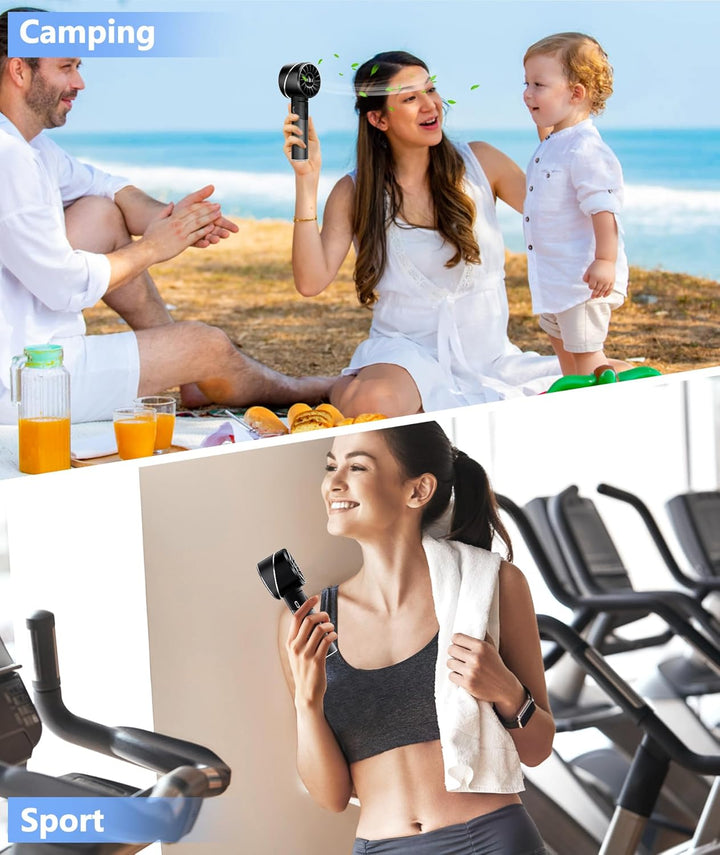 OUILA Handventilator, 2600mAh Mini Ventilator aus Metallwerkstoff USB Aufladbar Tragbarer Akku Venti