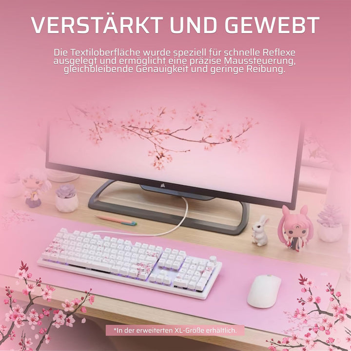 Corsair MM300 Cherry Blossom Gross Anti-Fray-Stoff-Gaming-Mauspad – 45cm x 40cm, Textilgewebe, rutsc