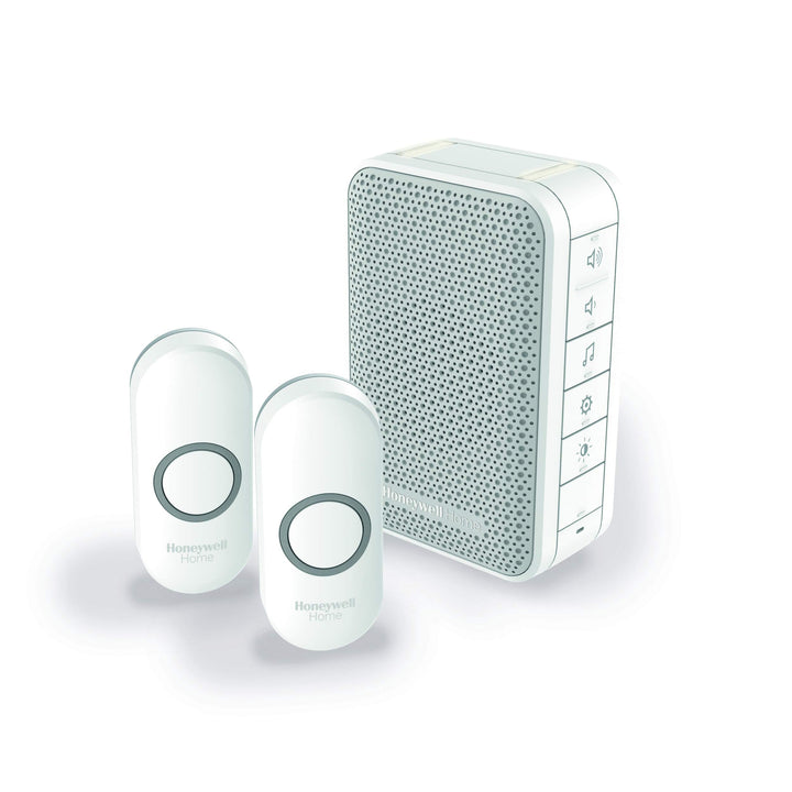 Honeywell Home DC313NFB Honeywell 3er Serie tragbare Türklingel mit zwei Drückern, weiss Tragbar – 2