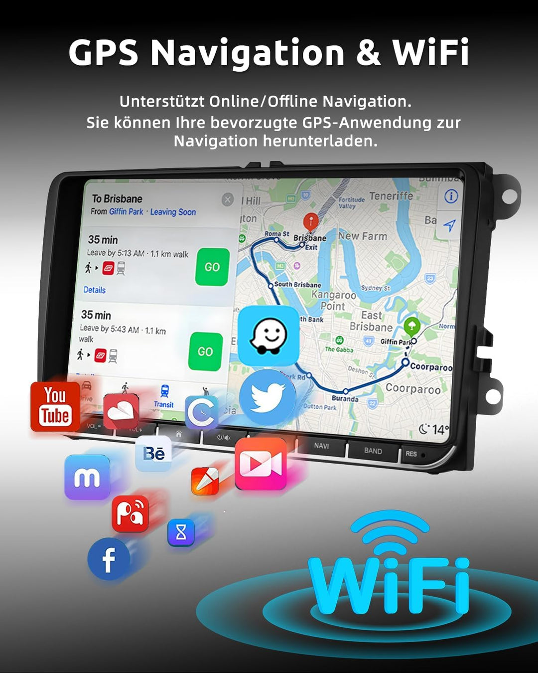 ESSGOO True 4+64G 9 Zoll Autoradio mit Carplay und Android Auto, Android 15 Car Radio Für VW Golf 5