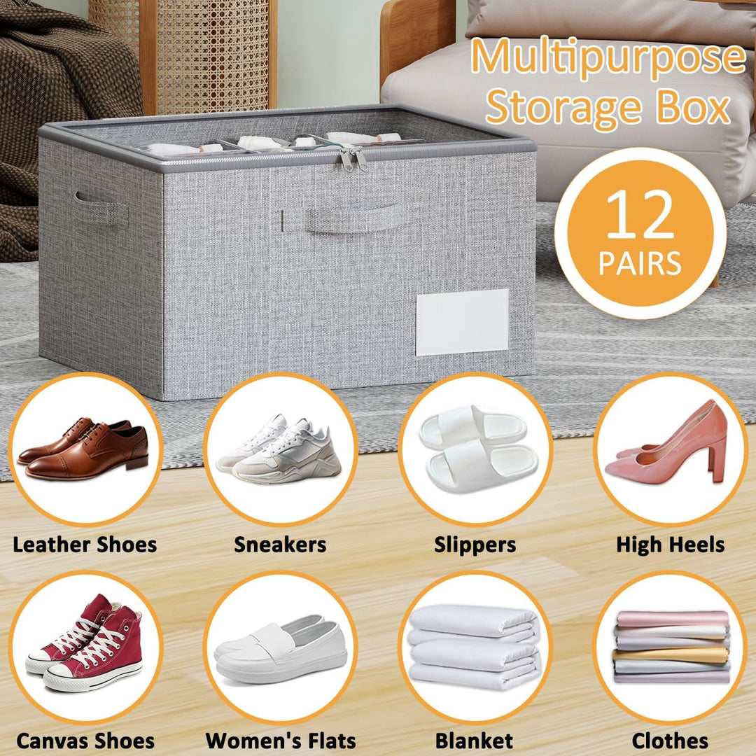 Schuhorganizer Platzsparend, Grosser Faltbar Stoff Schuhaufbewahrungsbox Passt 12 Paare, Schuh Organ