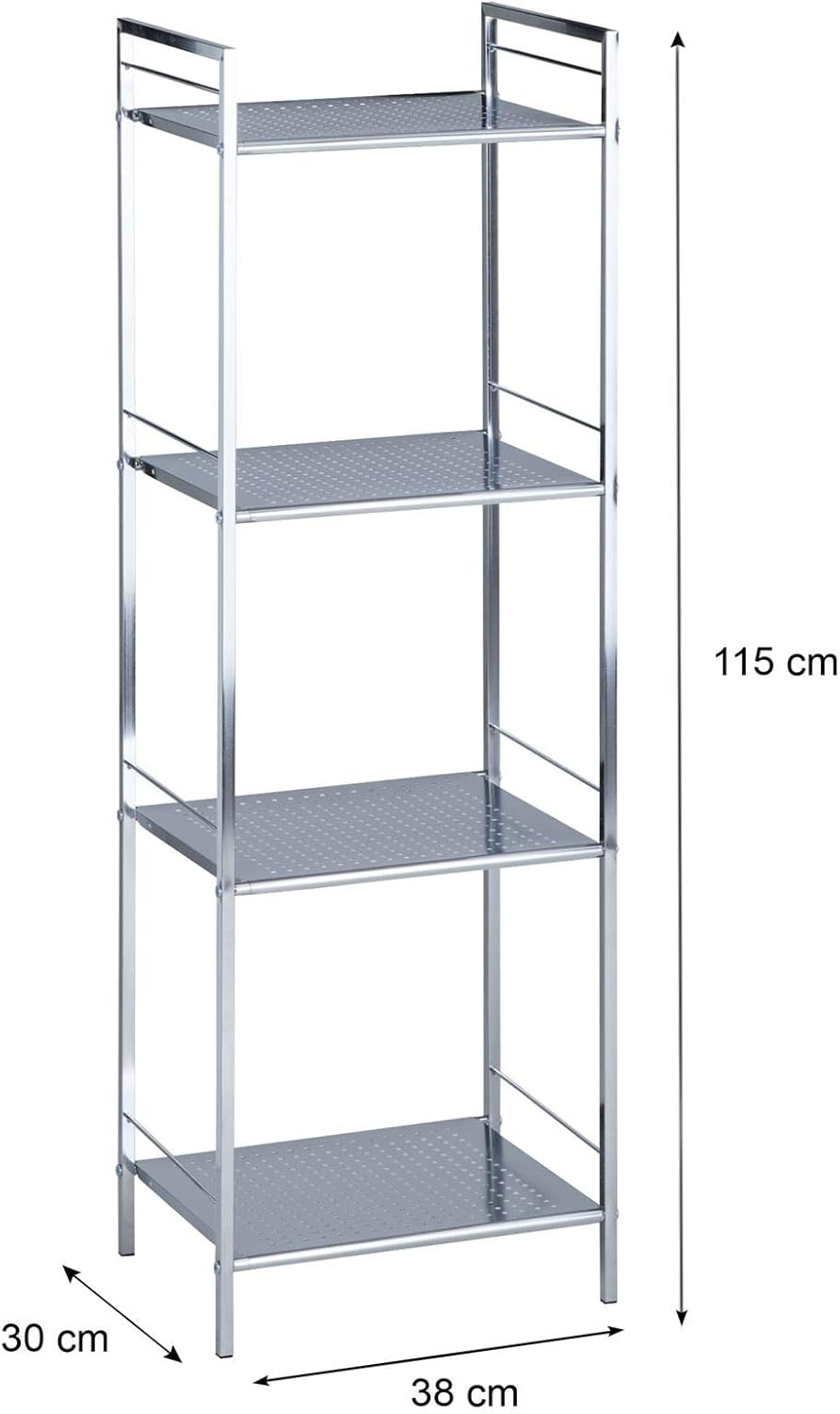 Regal Badregal Metallregal Mehrzweckregal MATIS, verchromt, mit 4 Böden 4 Chrom, 4 Chrom