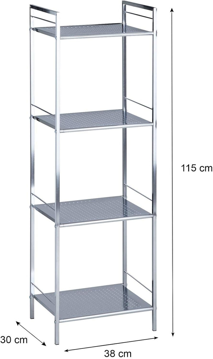 Regal Badregal Metallregal Mehrzweckregal MATIS, verchromt, mit 4 Böden 4 Chrom, 4 Chrom