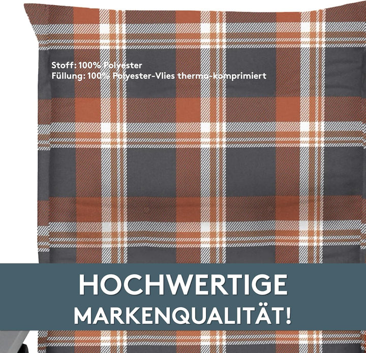LILENO HOME Gartenstuhl Auflagen als [2er Set - Hochlehner] in Karo Rot - Bequeme Liegen als Sitzauf