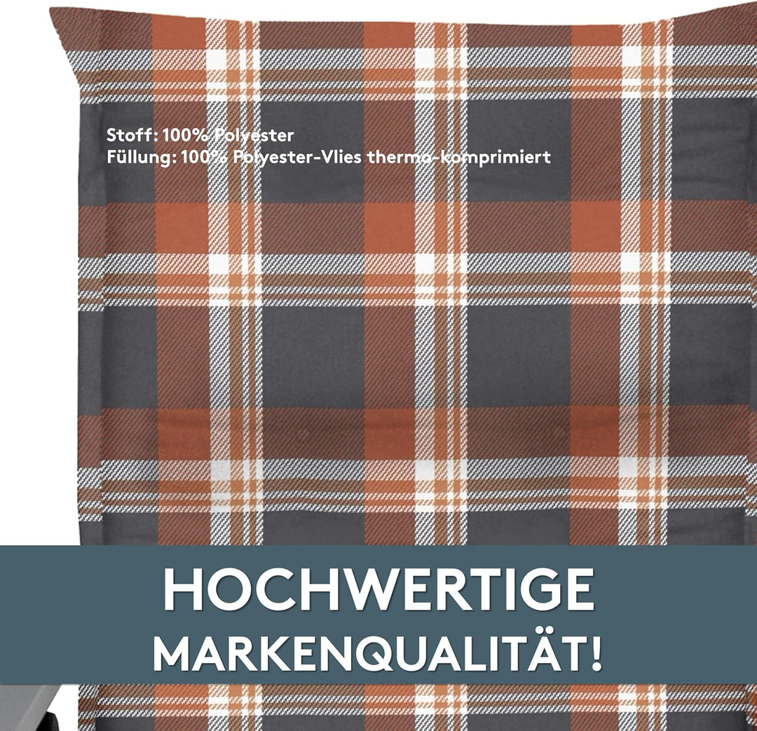 LILENO HOME Gartenstuhl Auflagen als [1er Set - Niedriglehner] in Karo Rot - Bequeme Liegen als Sitz