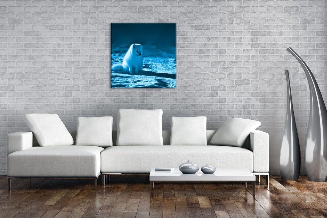deyoli Arktischer Polarfuchs Format: 70x70 Effekt: Zeichnung als Leinwandbild, Motiv auf Echtholzrah