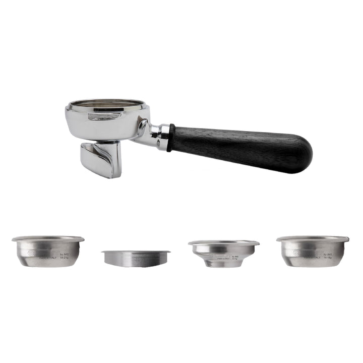 Lelit PLA582B, LELIT58 Siebträger mit 2er Auslauf mit schwarzem Walnussholz-Griff und Coffee-Slide A