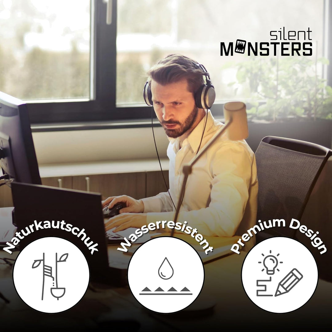 Silent Monsters Mauspad 320 x 270 mm Stoff Mousepad - Schwarz - Vernähter Rand, rutschfest & leise,