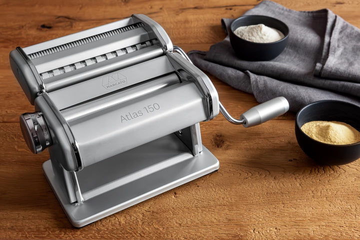 Marcato Nudelmaschine Atlas Ice Manuelle Entlaubmaschine. Verchromter Stahl und eloxiertes Aluminium