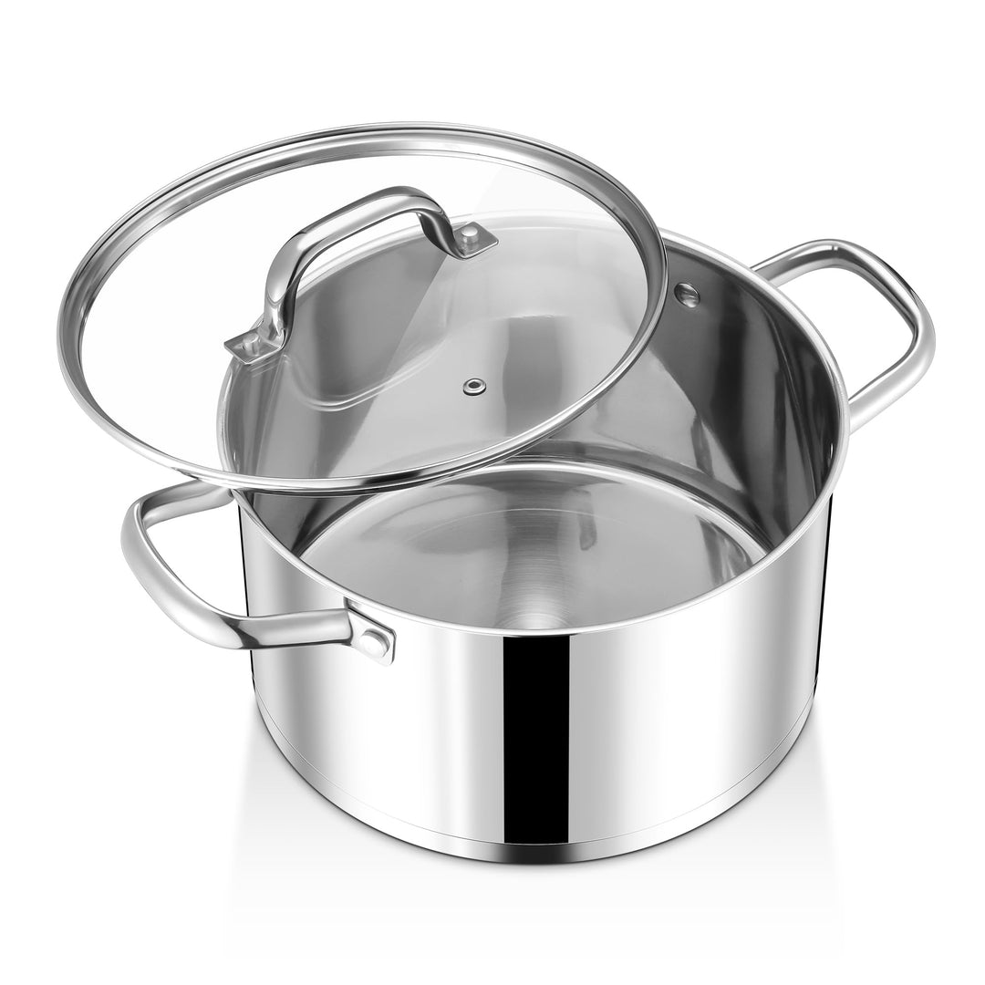 Joyfair Kochtopf, 22cm Edelstahl Suppentopf mit Glasdeckel, 3-Lagen Edeastahl Topf Induktion für all