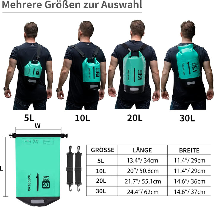 Blackace arteesol Dry Bag wasserdichte Tasche 5L/10L/20L/30L Wasserfester Beutel Packsack mit Langen