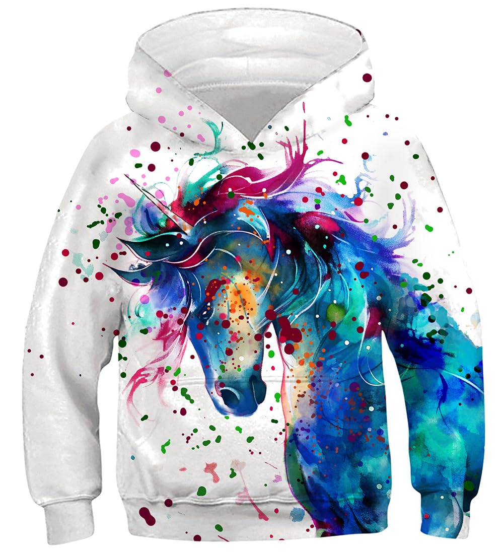 Fanient Kinder Junge Mädchen Hoodies 3D Drucken lebendige Tier Cartoon Grafik Sweatshirt Tasche Pull