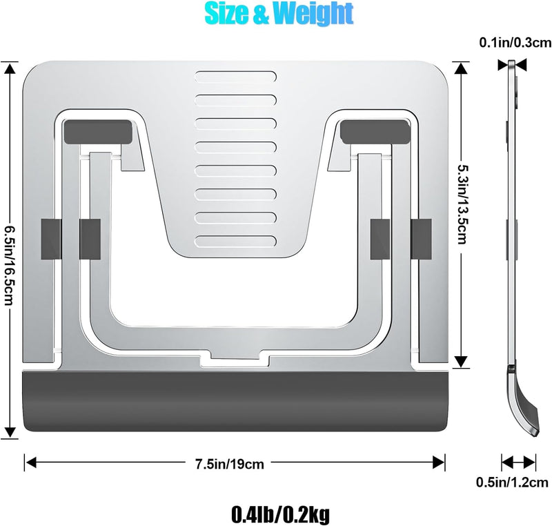 SHUOSUO Tablet Ständer Verstellbar & Faltbar, Schlank Tragbarer Aluminium Tablet Halterung Halter Ti