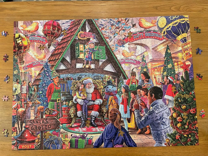 Visit Santa Illustriert von Steve Crisp – Gibsons Puzzle – 1000 Teile Puzzle für Jugendliche und Erw