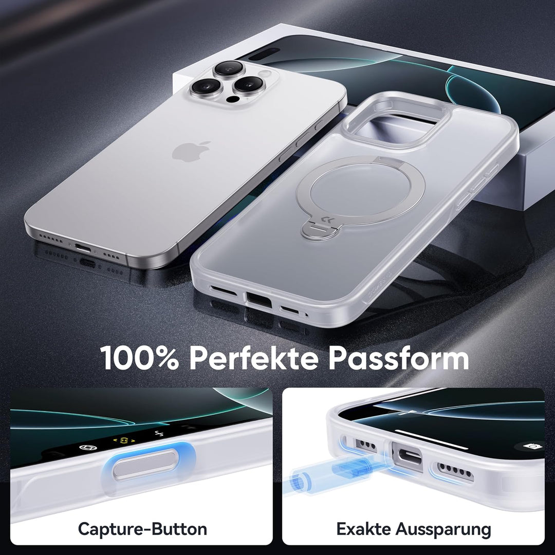 ASEKOO 360° MagicStand (Pro-Version) für iPhone 16 Pro Hülle für MagSafe [Unsichtbarer Ständer] [Mil