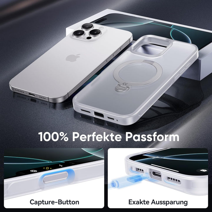 ASEKOO 360° MagicStand (Pro-Version) für iPhone 16 Pro Hülle für MagSafe [Unsichtbarer Ständer] [Mil