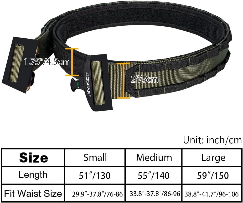 IDOGEAR 2 Zoll Taktischer Gürtel Combat Schnellverschlussschnalle Rigger Gürtel im Militärstil Molle