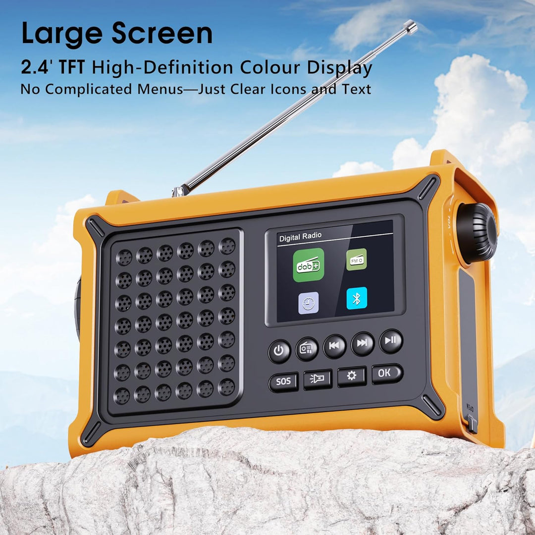 Mesqool DAB/DAB+/UKW Digitalradio mit Bluetooth 5.0, Solar Notfallradio mit Leselicht, 2,4" Farbdisp