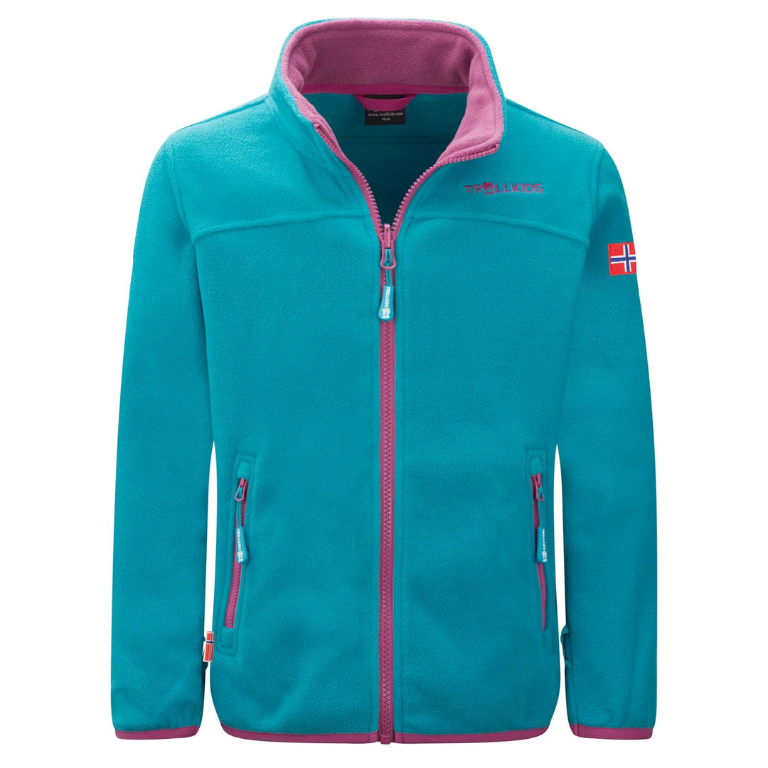 Trollkids Mädchen Oppdal XT Fleece Jacke 92 Dunkeltürkis/Helle Beere, 92 Dunkeltürkis/Helle Bee