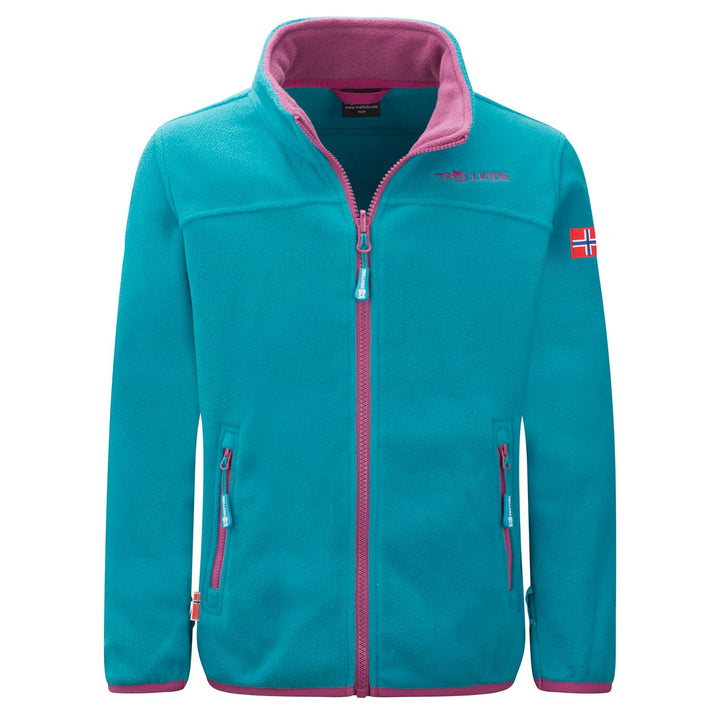 Trollkids Mädchen Oppdal XT Fleece Jacke 92 Dunkeltürkis/Helle Beere, 92 Dunkeltürkis/Helle Bee