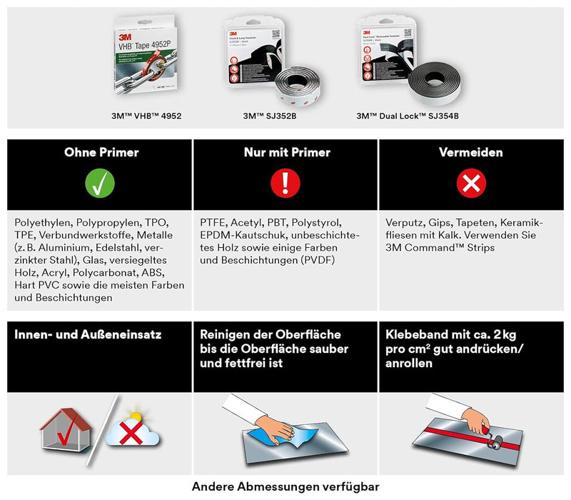 3M Dual Lock SJ354B, wiederlösbares Befestigungssystem - starke, wiederlösbare Verbindung von Kunsts