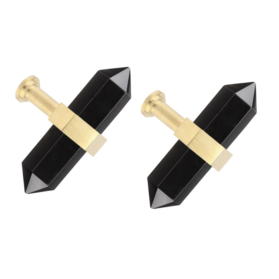mookaitedecor Satz von 2 Obsidian Sechseck Double Kristall Punkte Schublade Knöpfe mit Schrauben, Cr