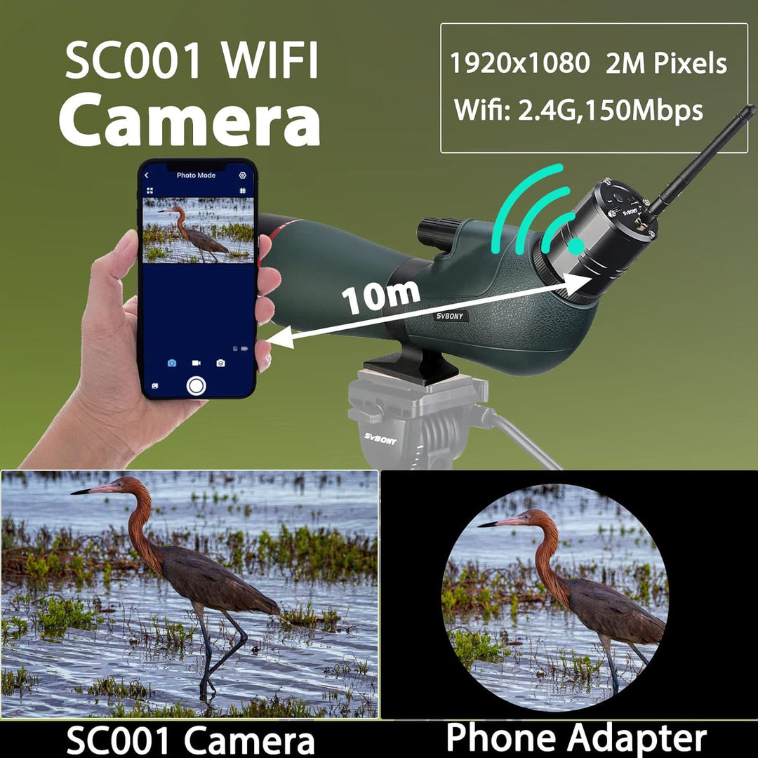Svbony SV406P 80ED Spektiv mit 2MP WiFi Kamera, Dual Fokus, Austauschbares 1,25 Zoll Astronomie Okul