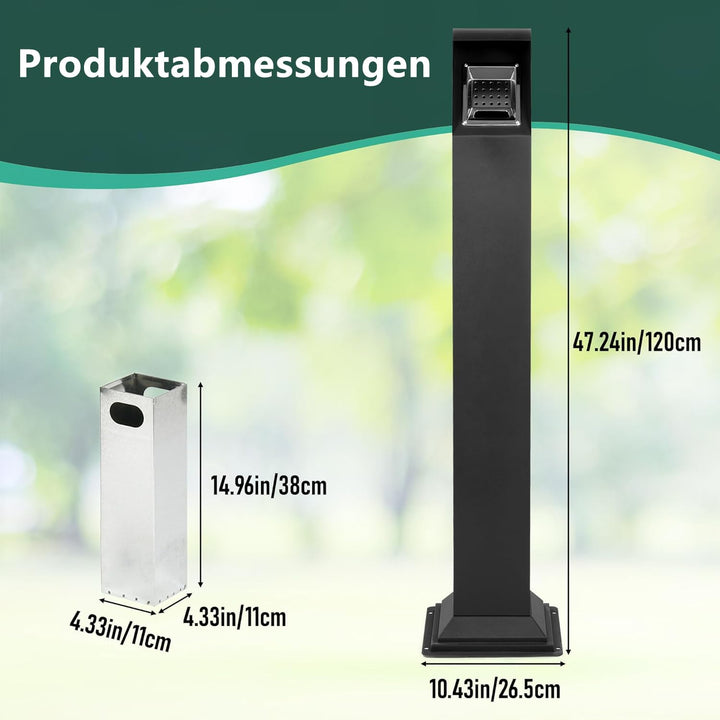 1,2 m freistehender Müllbehälter für den Aussenbereich aus Edelstahl Vertikaler freistehender Müllei