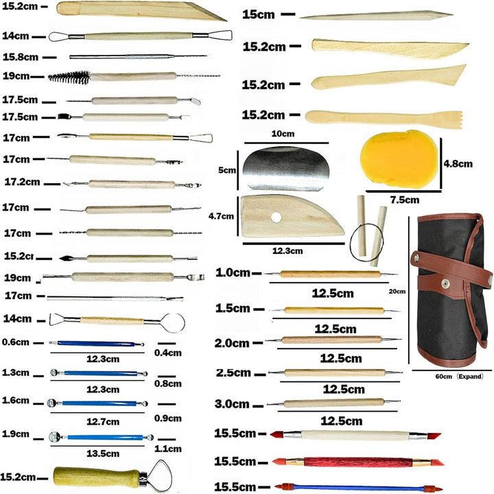 36 Stück Modellierwerkzeug Töpferwerkzeug Set, Töpferset zum Modellieren von Ton, Tonwerkzeuge Töpfe
