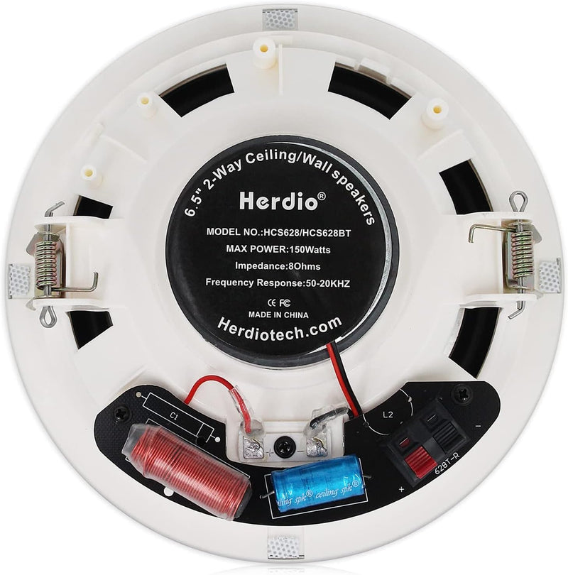 Herdio 6.5 Zoll Deckenlautsprecher, 300 Watt 2-Wege Stereo Einbaulautsprecher, Bündige Montage Sound