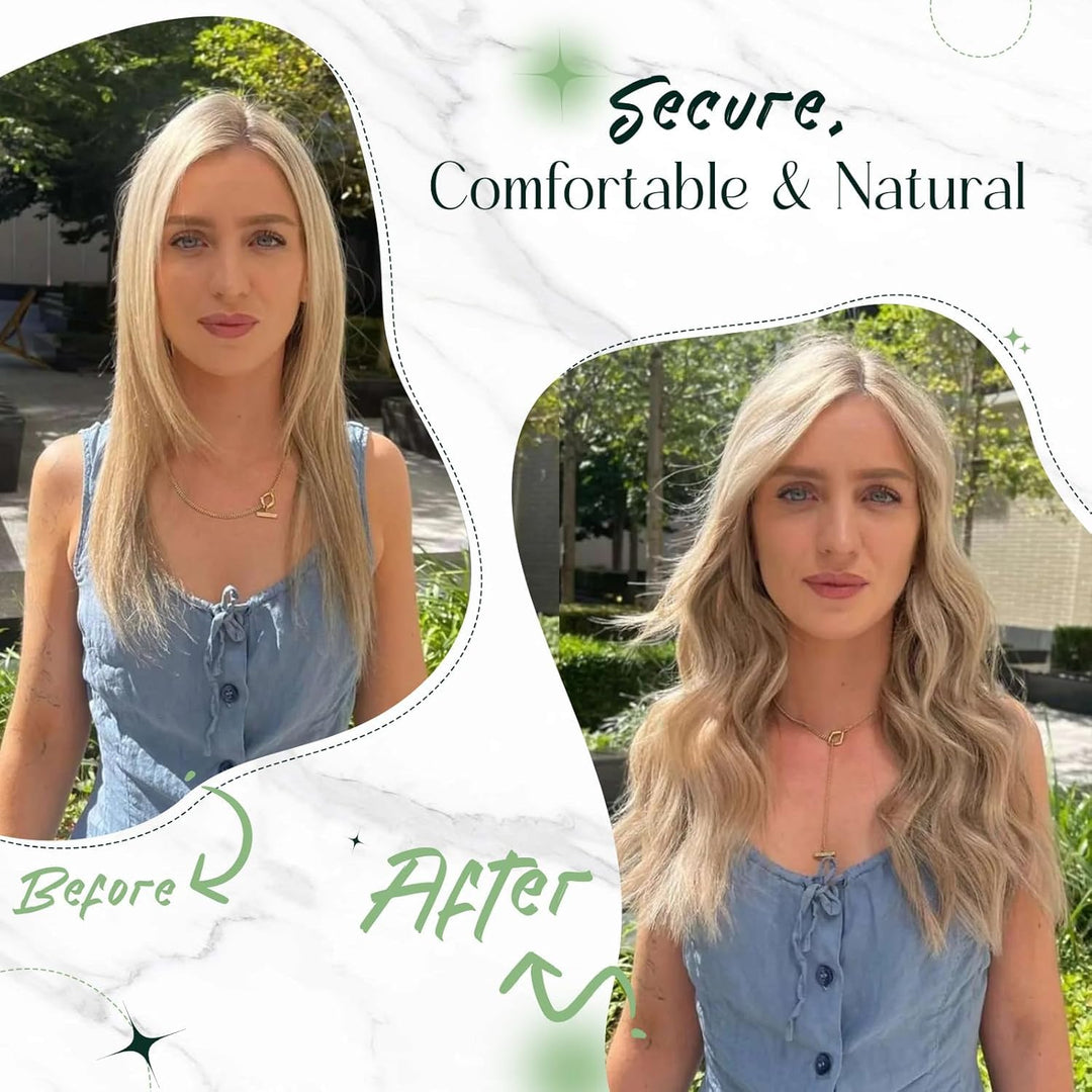 RUNATURE Adjustable Draht Hair Extensions Echthaar Fish Line Hair Extensions Farbe Pech Schwarz 80g