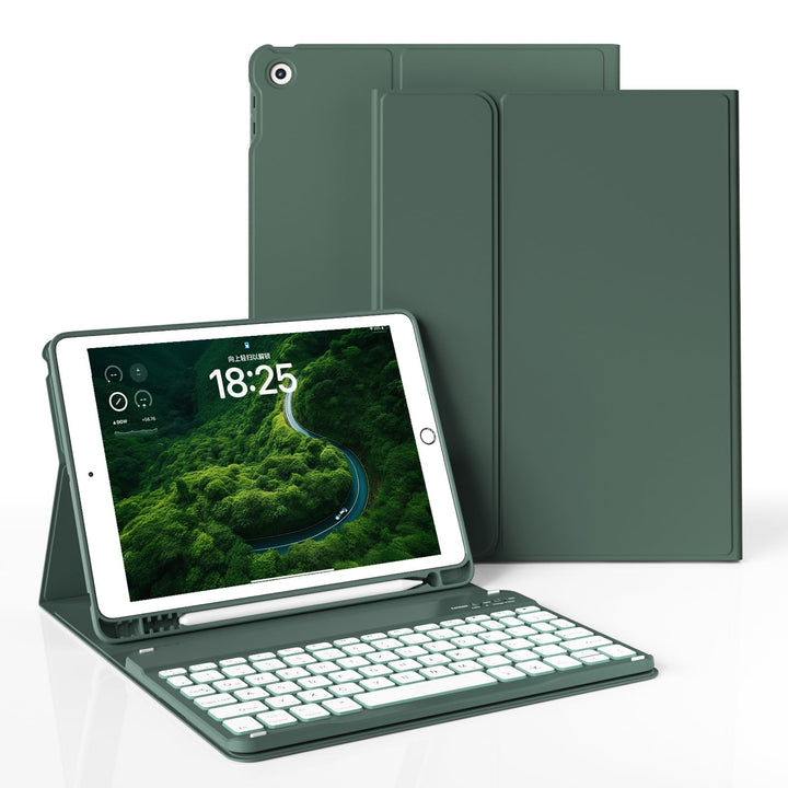 JKSML Hülle mit Tastatur für iPad 9./ 8./ 7. Generation (2021/2020/ 2019) | Soft TPU Rückseite Schut