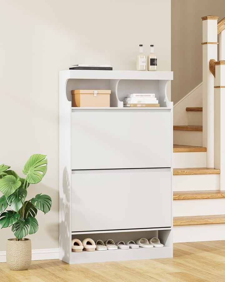Hzuaneri Schuhschrank, Schuhaufbewahrung, Holz Schuhkipper, Schuhregal, Offenes Fach, Trennwand Vers