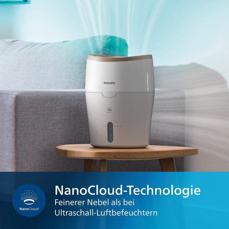 Philips Series 2000 Luftbefeuchter – für Räume bis 38 m², NanoCloud-Technologie, 2 Geschwindigkeitss